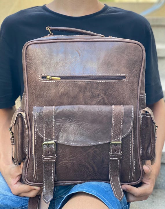 Genuine Leather Backpack: High-end Craftsmanship, Sturdy and  display picture 3