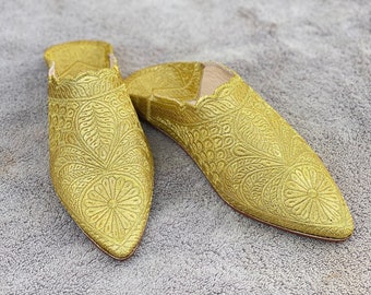 Babouche Marocchine Pantofole Orientali Babbuccia Dorata Da Donna