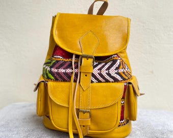 Boho Kilim Rug Backpack, Handmade in Morocco, Chic Ethnic  display picture 3