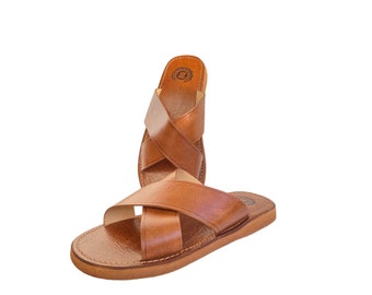 Genuine leather sandal, Genuine leather flip flops, 100% handmade natural leather sandal, Artisanal and authentic sandal