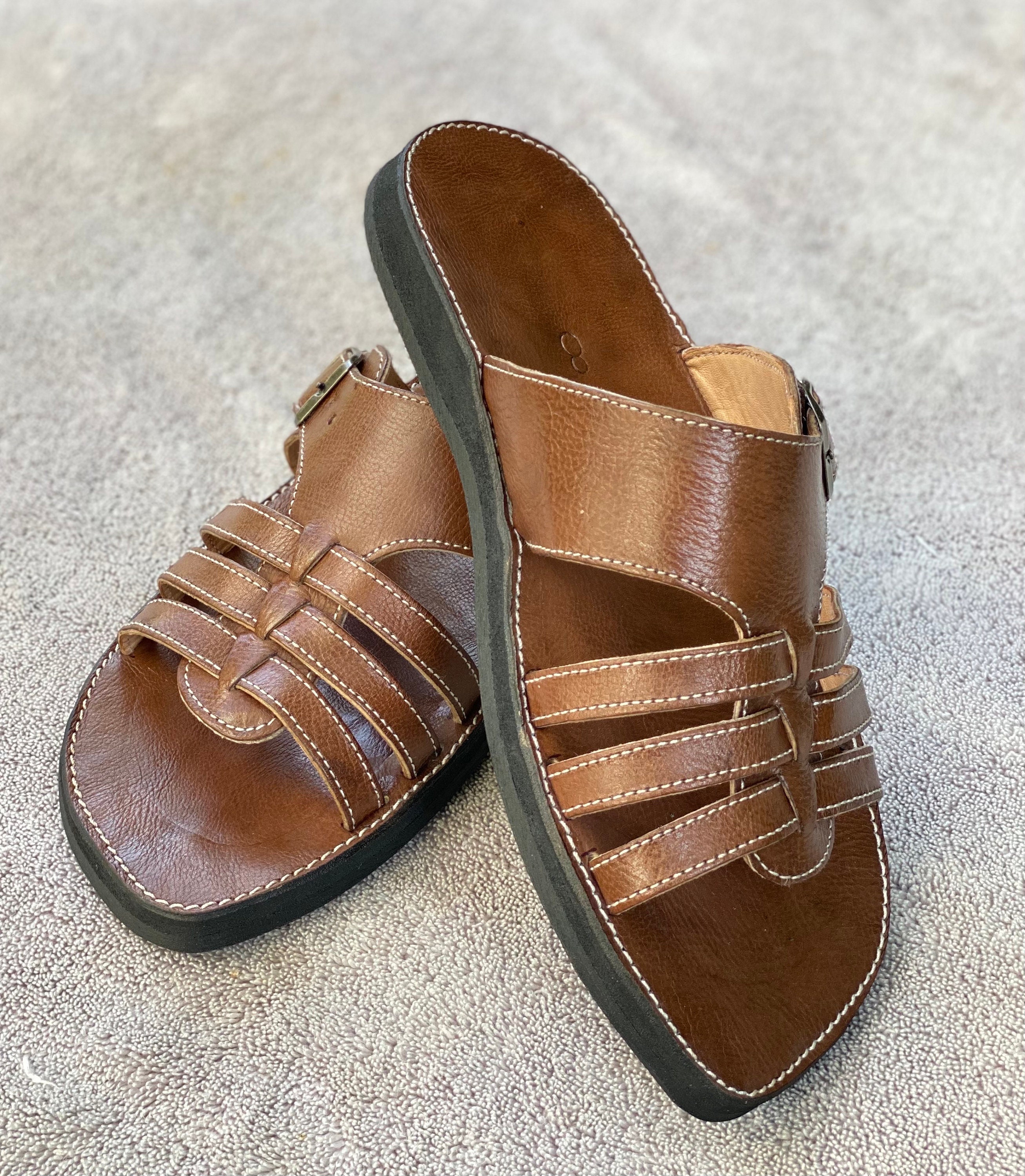 Traditional Genuine Leather Sandals - Oriental Patterns - Full Grain Leather - Handmade with Care