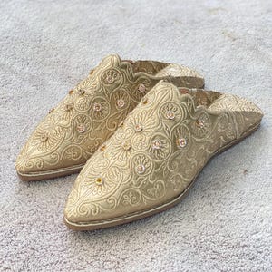 女性用本革バブーシュ - フェズ工芸品 - ハマムスパスリッパ - 禅ギフト