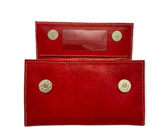 Rotes Portemonnaie aus echtem Leder