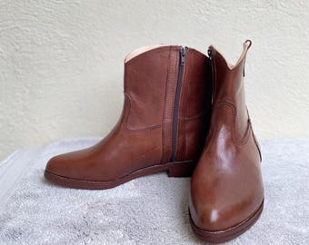 Real leather women's fashion ankle boots, 100% handmade, premium quality.