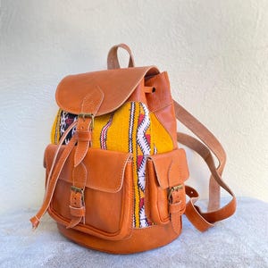 Kilim Backpack Wool large Adjustable Sling Backpack Leather Geometric Boho Kilim Backpack - Etsy main image 4