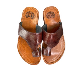 Sandale en cuir véritable, Tongs en cuir véritable, Sandale en cuir naturel 100% fait main, Sandale artisanale et authentique