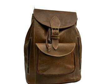 Sac à dos cuir naturel, sac robuste fait main, sac de qualité