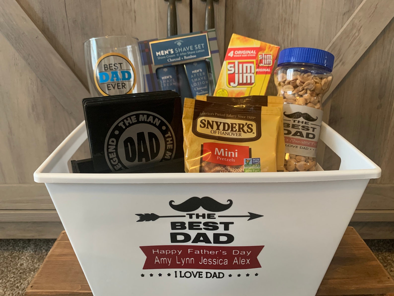 Personalized Dad Gift Basket/ Handmade Coasters/ Grandfather/ Etsy
