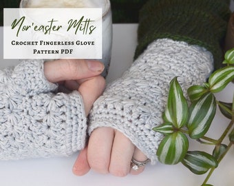 Crochet Fingerless Gloves PATTERN PDF, Fingerless Mitts for Women, Easy Crochet Fingerless Mittens, Wrist Warmers, Texting Gloves