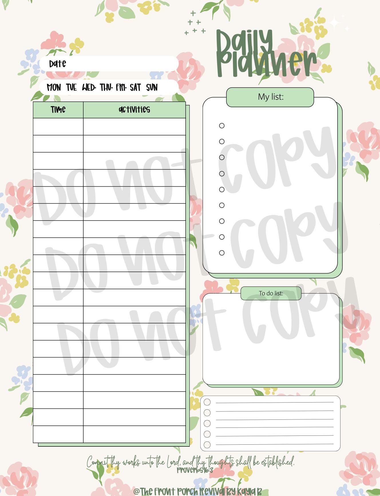 Daily Scripture Planner Bible Verse Daily Planner Printable | Christian Daily Planner | Faith ...