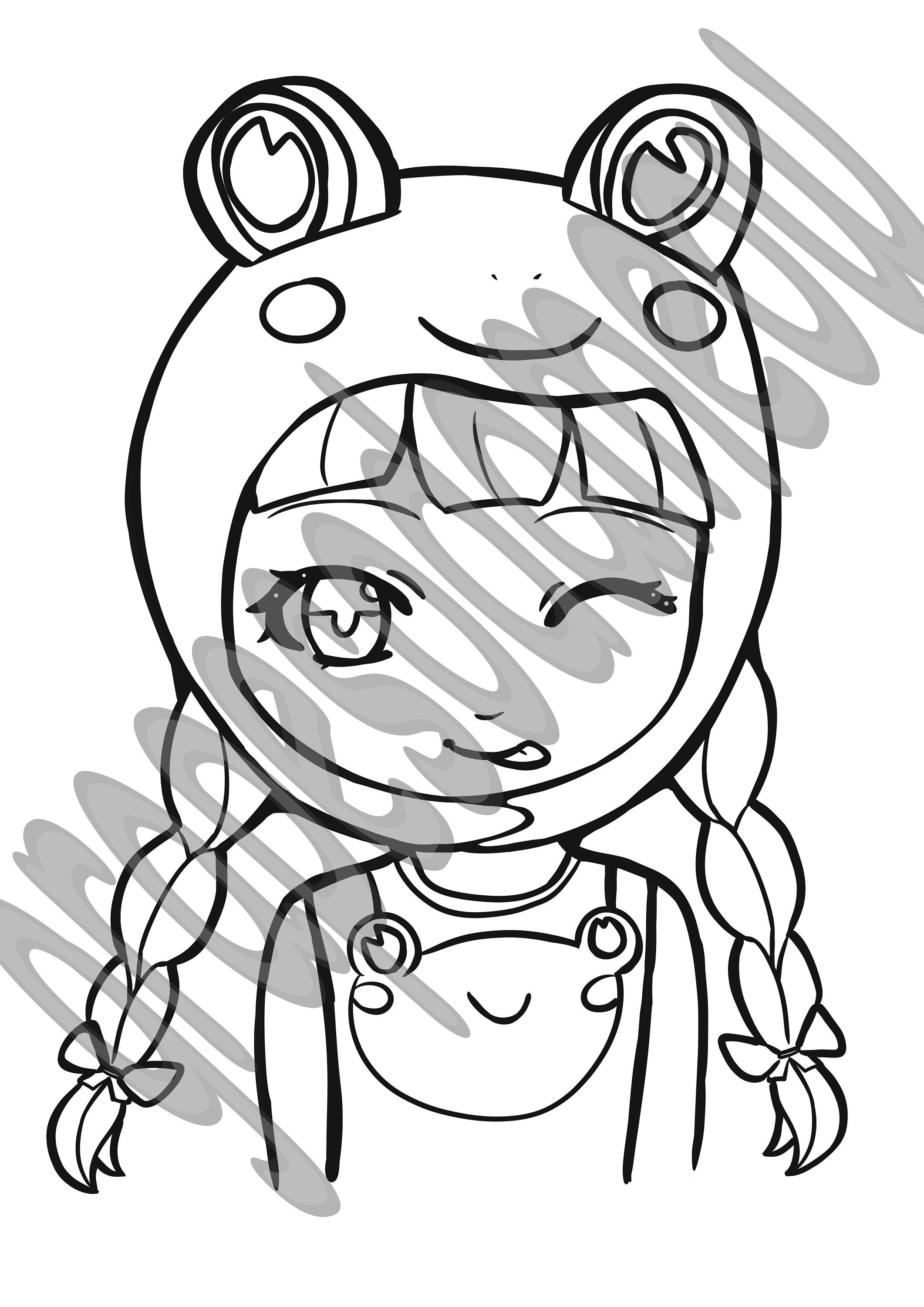 Coloring Page Digital PDF Printable Cute Manga Froggirl Shoujo | Etsy