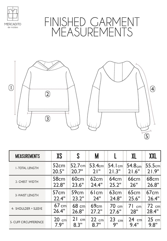 Oversized hoodie PDF sewing patterns - XS to XXL - Digital patterns