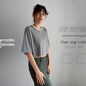 T-shirt over crop. Modelli di cucito PDF - Dalla XS alla XXXL - Modelli digitali + guida al cucito