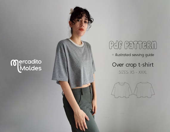 Over crop t-shirt PDF sewing patterns - XS to XXXL - Digital patterns + sewing guide