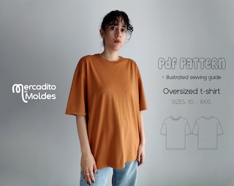 Oversized T-shirt PDF sewing patterns - XS to XXXL - digital patterns + sewing guide