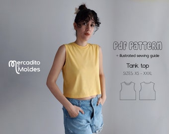 Tank top PDF sewing patterns - XS to XXXL - digital patterns + sewing guide