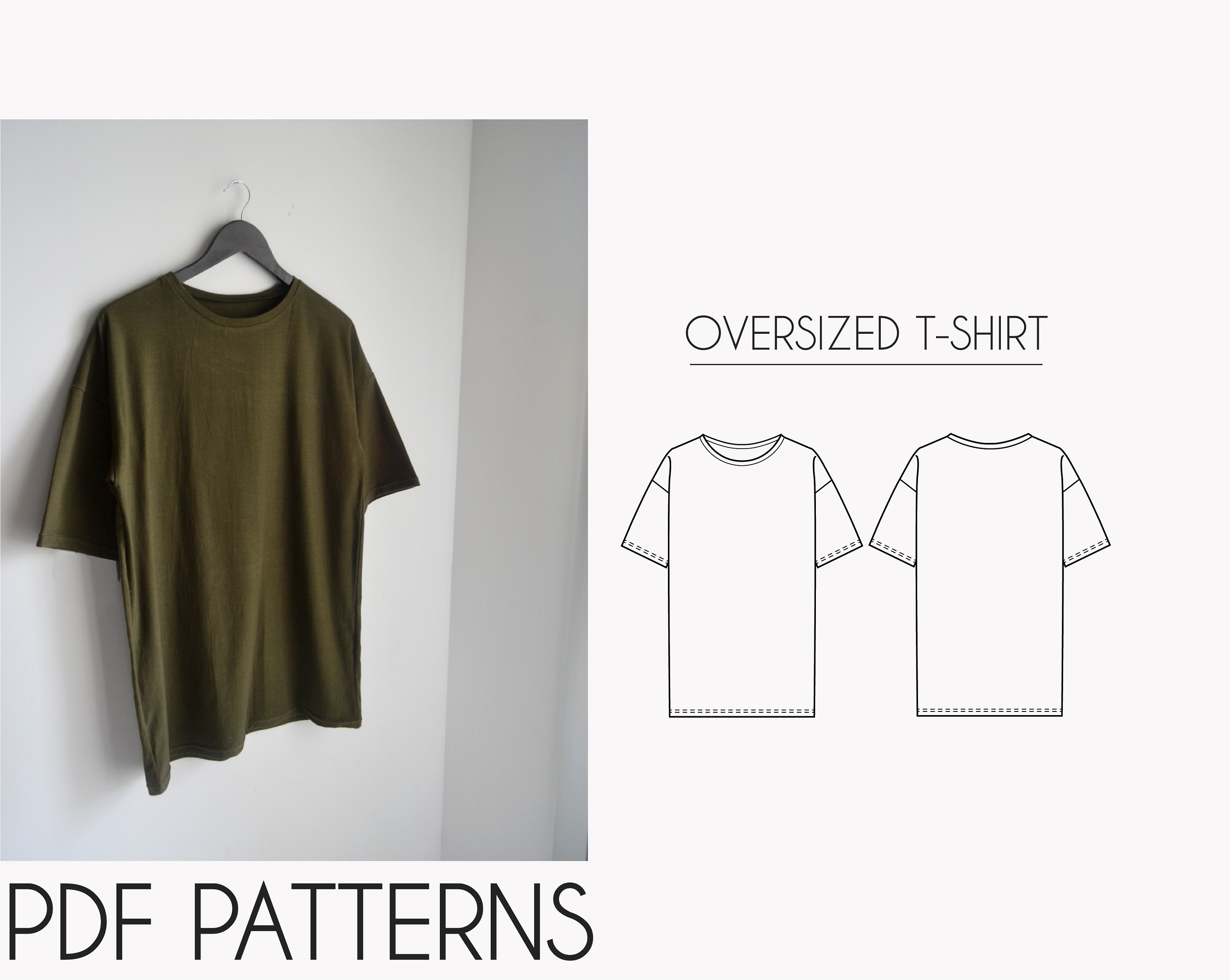 PDF sewing patterns Digital patterns Oversized Tshirt Etsy