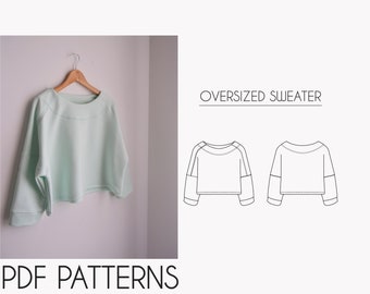 Suéter moletom oversized Padrões de costura em PDF - XS a XXL - Padrões digitais