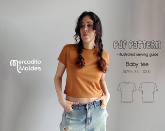 Baby tee PDF sewing patterns - XS to XXXL - Digital patterns + sewing guide