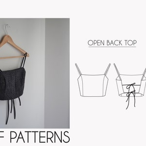 PDF sewing patterns - Digital patterns - Open back top - XS/ S / M / L / X L / XXL