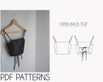 PDF sewing patterns - Digital patterns - Open back top - XS/ S / M / L / X L / XXL