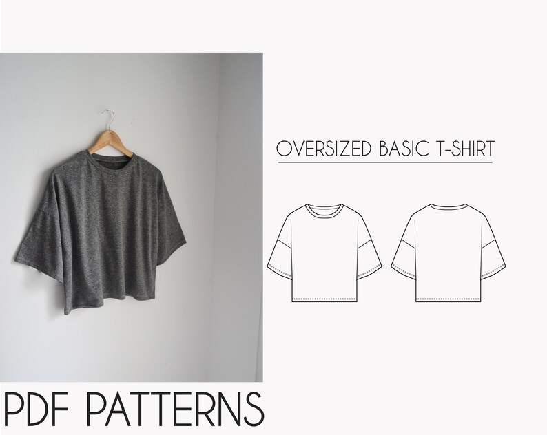 Oversized Basic T-shirt PDF Sewing Patterns XS to XXL | Etsy