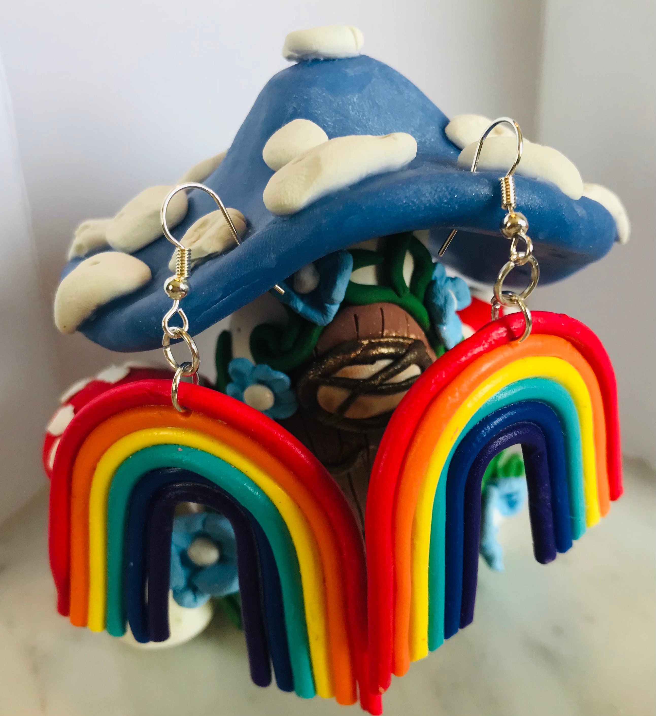 Gnome Polymer Clay Jewelry Unique Clay Earrings Happy Gnome Etsy