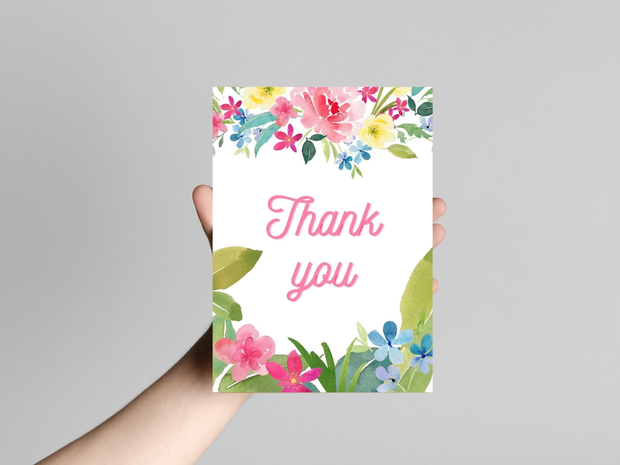 Flower Thank You Card, Printable Card, Instant Download - Etsy