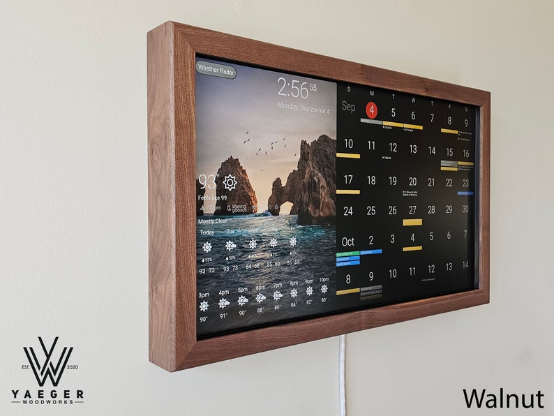 27in Touchscreen Smart Calendar / Dakboard/ Smart Wall Display / Photo Viewer Walnut