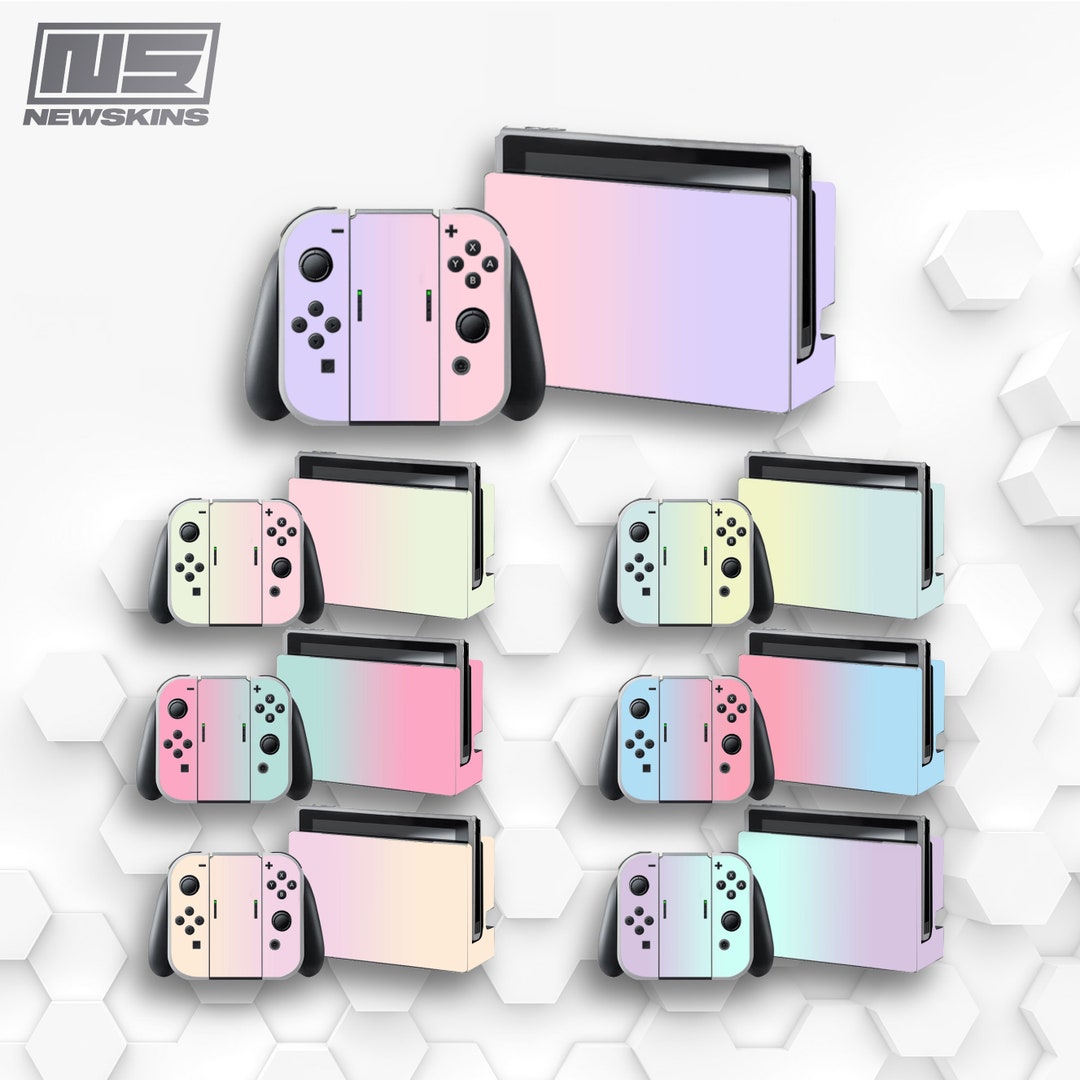 Nintendo Switch Skin Pastel Duo Colours Cute Two Tone Custom Console