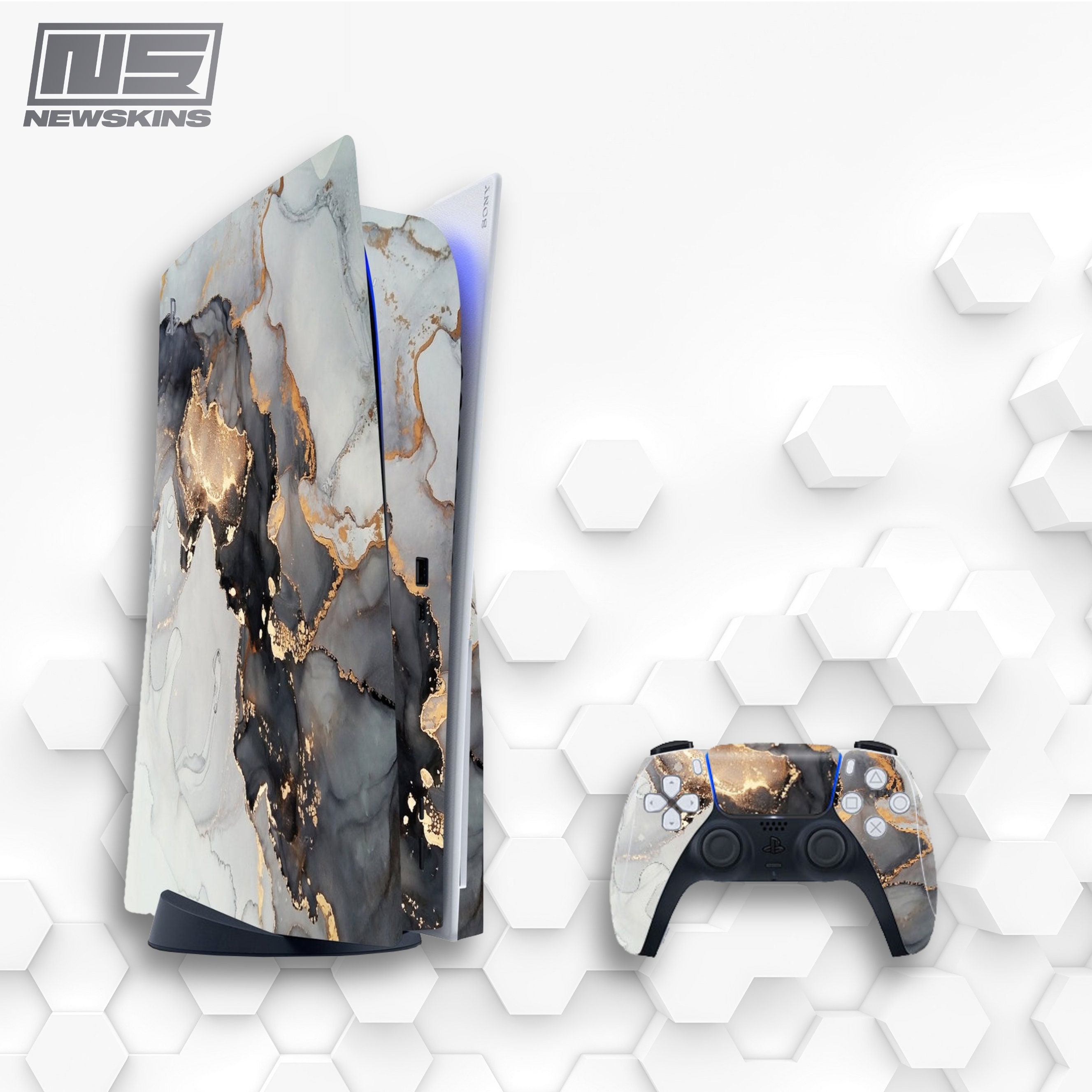 PS5 Gold Black Skin PS4 Liquid Acrylic Marble Skin PS4 Fat 