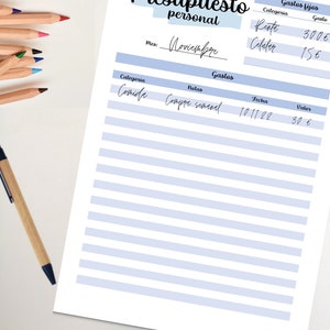 Tabla de presupuesto personal mensual para imprimir