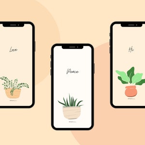 Set 3 Pastel aesthetic wallpaper with plants. Backgrounds for Ipad or your Phone