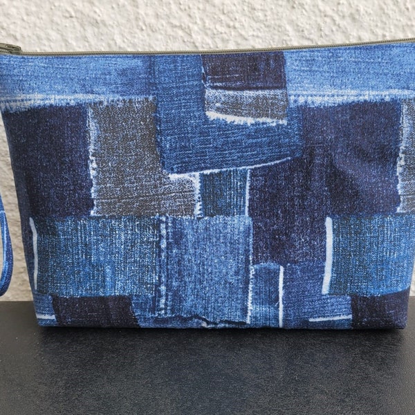 Denim Cotton Wristlet Purse | Fabric Wristlet Clutch | Phone Purse | Card Pockets | Wristlet wallet | Zipper pouch | Small Purse