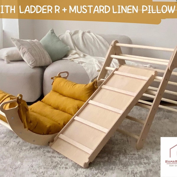 Conjunto de 3 artículos: Triángulo de escalada+Rampa+Arco de escalada+Almohada, Conjunto de triángulo de escalada para niños pequeños con almohada, Muebles Montessori, Kletterbogen