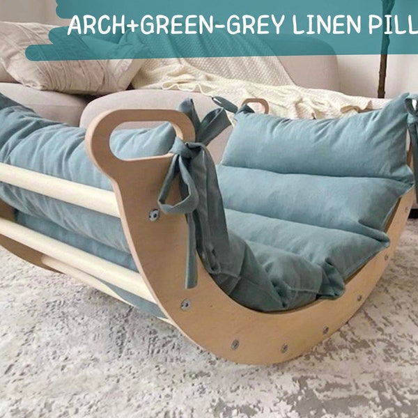 Arco de escalada Montessori con almohada, Arco de escalada para niños pequeños con almohada, Kletterbogen mit Kissen, Arco basculante Montessori, Arco de escalada+Cojín