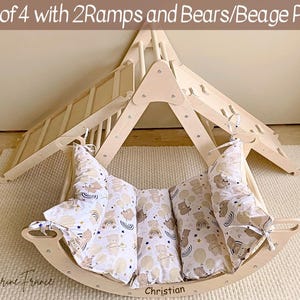 Triângulo de escalada Montessori com rampa, Arco de escalada com almofada, Triângulo de escalada, Kletterbogen mit kissen, Arche escalade, Klimboog