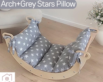 Montessori Climbing Arch with Pillow: Wooden Rocker for Toddlers