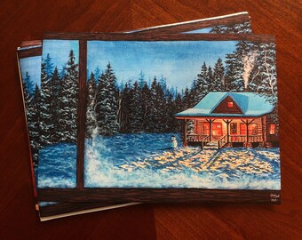Snowy Cabin Giclee Prints