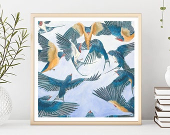 SchwalbenBild, Vogelliebhaber Geschenk, Tierliebhaber Geschenk, Tierliebhaber Kunstdruck, Natur Wandkunst, Druck von Original Aquarell, Vogel Poster