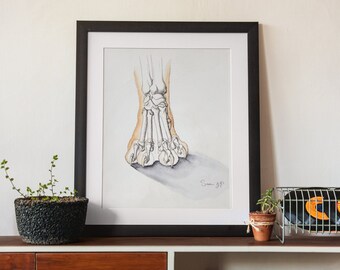 KatzenPfote Studie, Druck von Original Aquarell, Tier Anatomie Fine Art