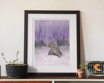Pflanzenliebhaber Geschenk, Glyzinie Baum Fine Art, Druck von Original Aquarell Gemälde, Poster und Drucke von Bäumen, WandDeko Kunstdrucke