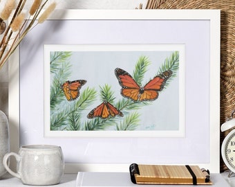 Monarch Schmetterling Illustration, Druck von Original Aquarell, Schönes Käfer Poster