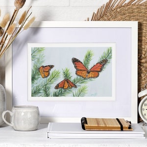 Monarch Butterfly Illustration, Print of Original Watercolor, Beautiful Bug Poster