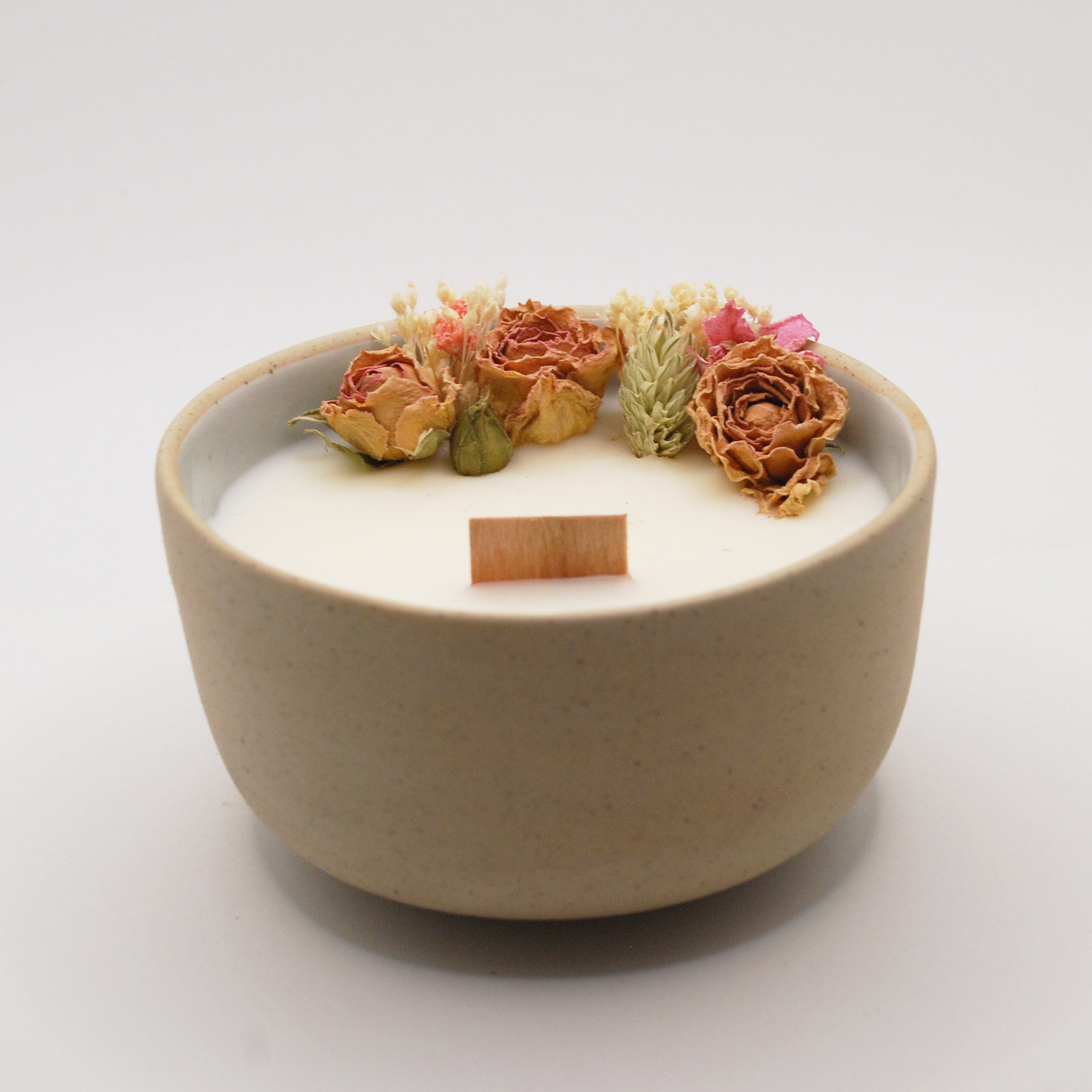 Bougie Artisanale Fleurie, Parfum Rose Anglaise