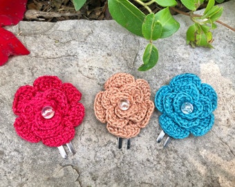 Large Flower Hair Clips, Crochet Hair Clips, Layered Flower, Bohemian Accessories, Statement Hair Piece, Flower Lover Gifts, Gifts for Girls