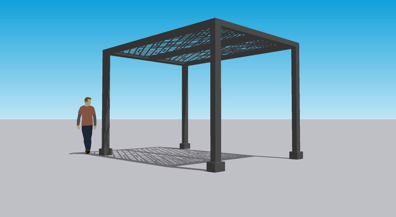 Modelo 3d Sketchup Pérgola de metal con techo de patrón de | Etsy