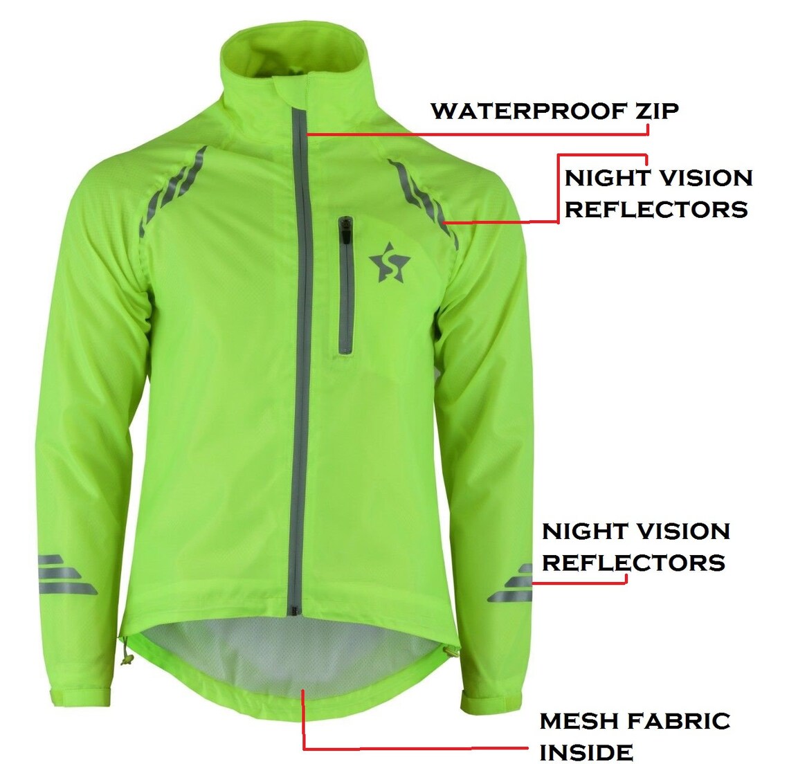 Unisex Cycling Jacket Waterproof Outwear Hiviz Running Bicycle Jacket