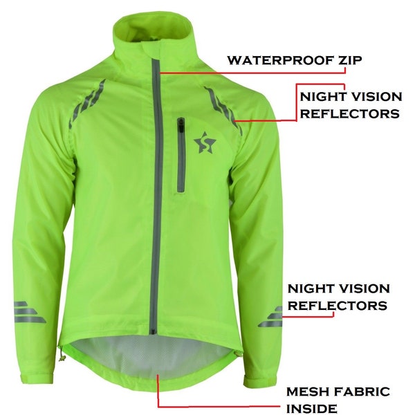 Unisex fietsjack waterdichte outwear Hi-Viz hardloopfietsjas S-XXL