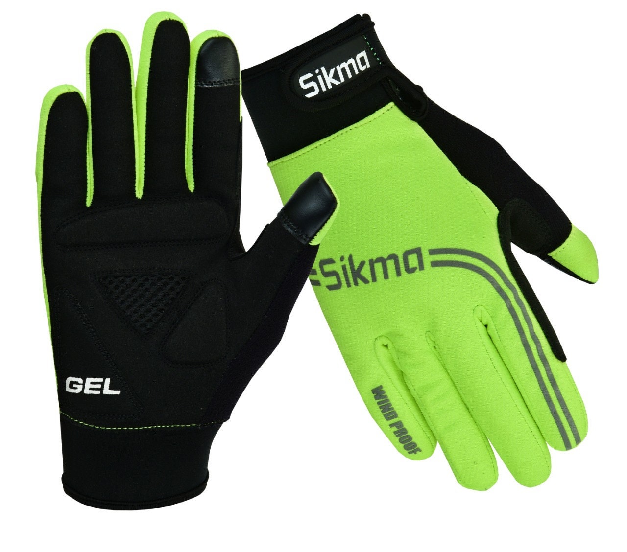 Sikma Mens Cycling Gloves Full Finger Thermal Windstopper Winter Biking Gloves 
